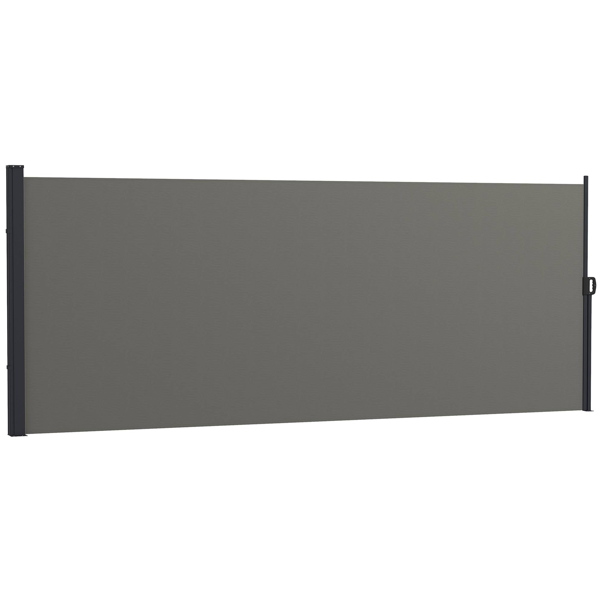 Store latéral Brise-Vue paravent rétractable dim. 4L x 1,60H m alu. Polyester Anti-UV Haute densité 180 g/m² Gris foncé - Image 2
