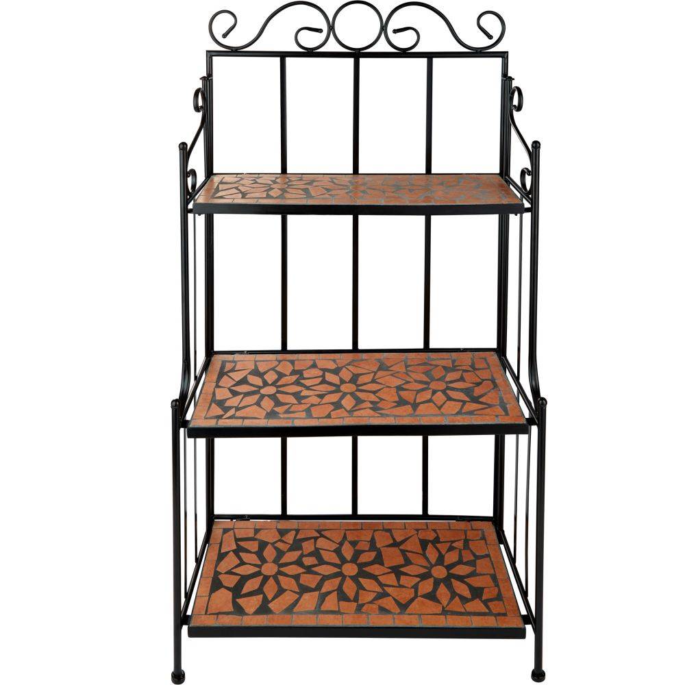 Étagère pour plantes mosaïque 3 niveaux 114 cm marron terracotta - Image 2