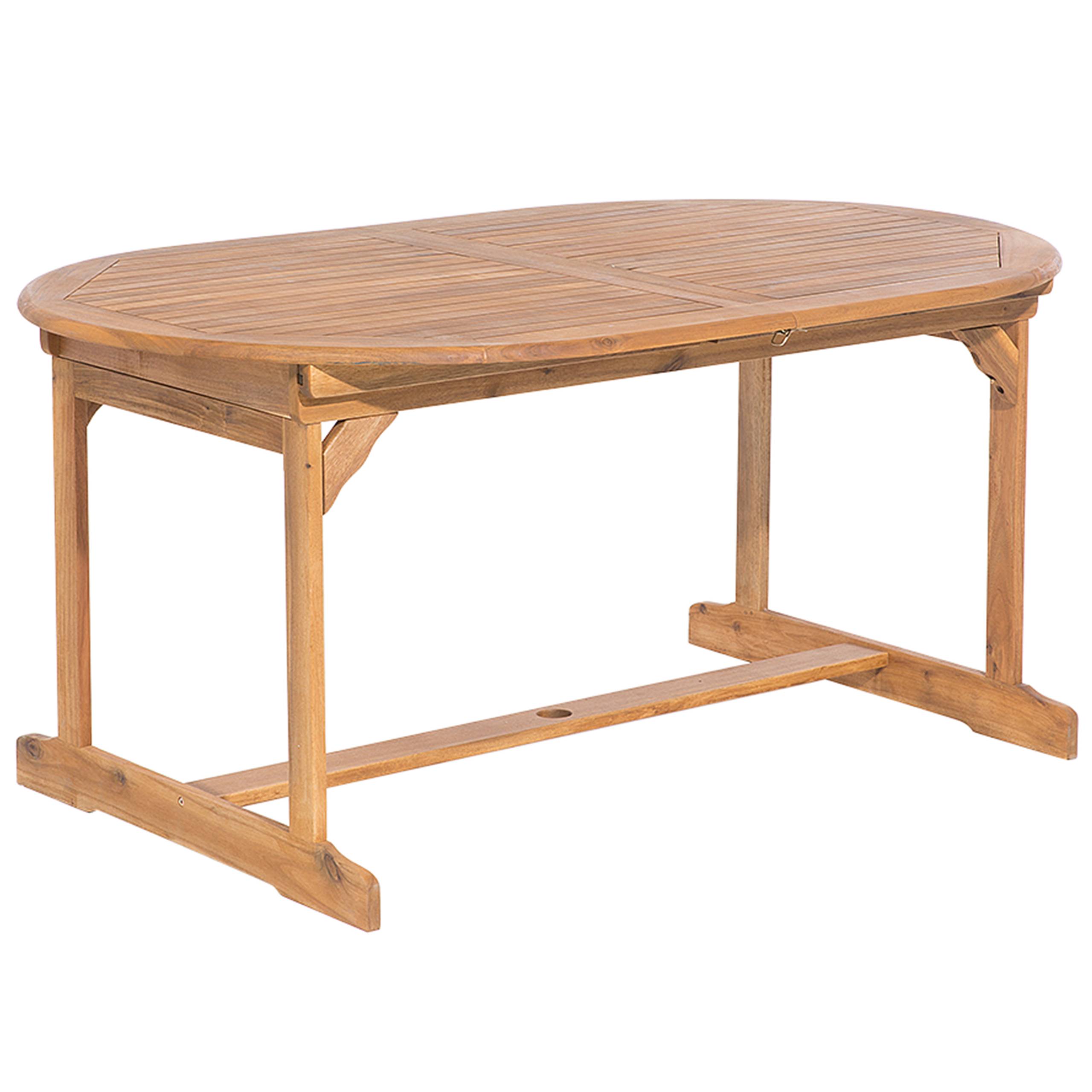 Beliani - Salle à manger de jardin table, 8 chaises avec coussins rayés et parasol beige - Image 6