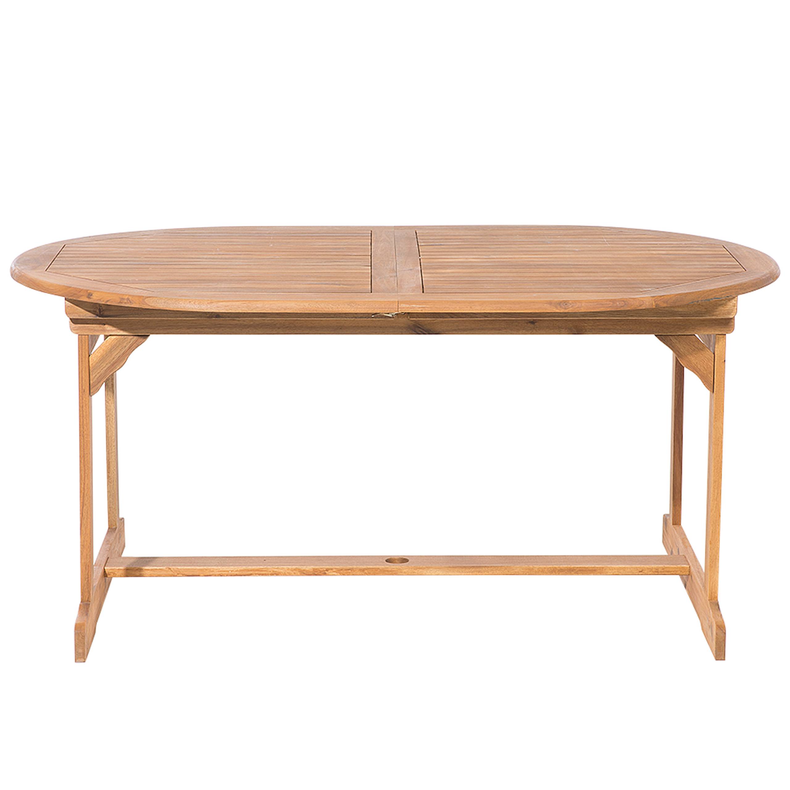 Beliani - Salle à manger de jardin table, 8 chaises avec coussins rayés et parasol beige - Image 5