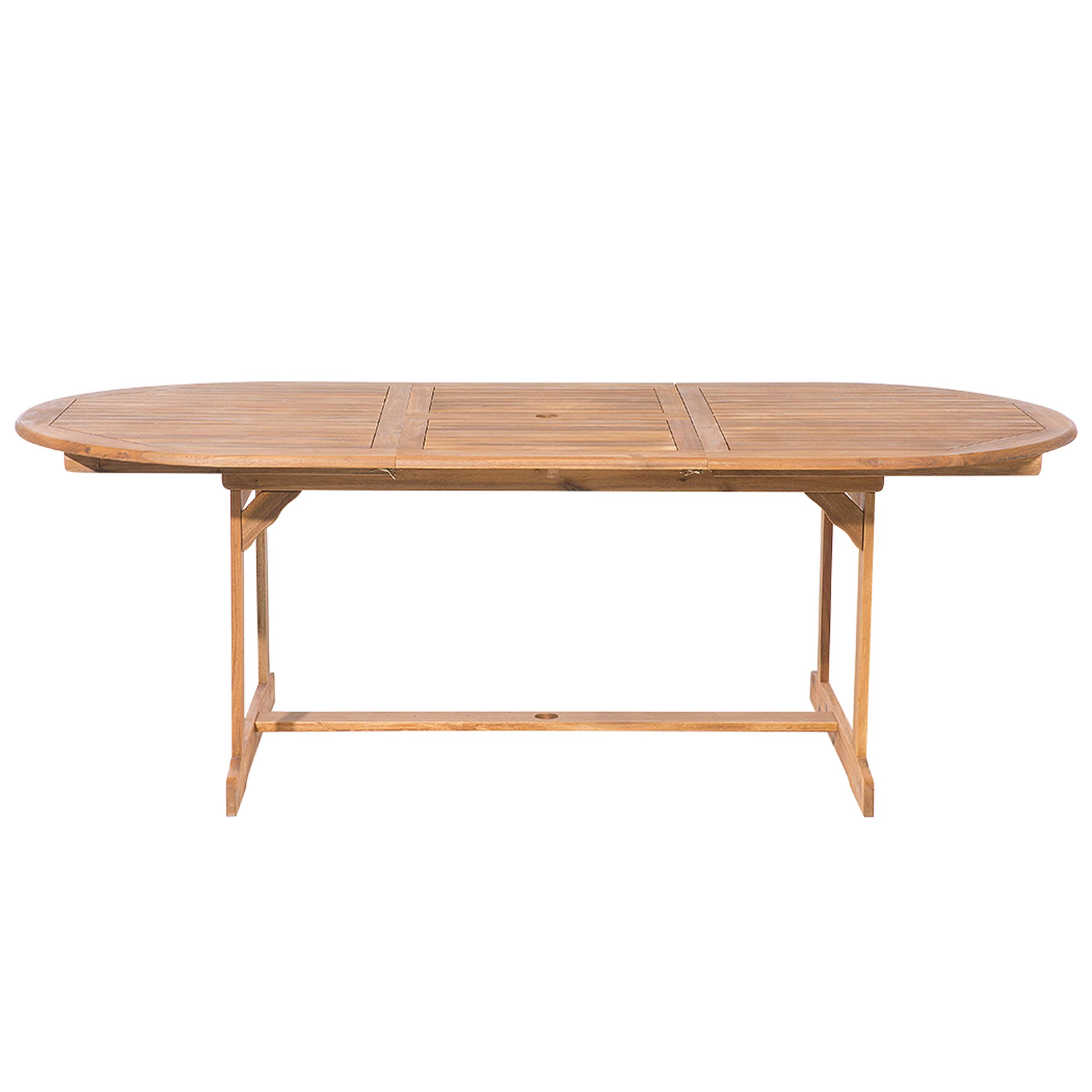 Beliani - Salle à manger de jardin table, 8 chaises avec coussins rayés et parasol beige - Image 4