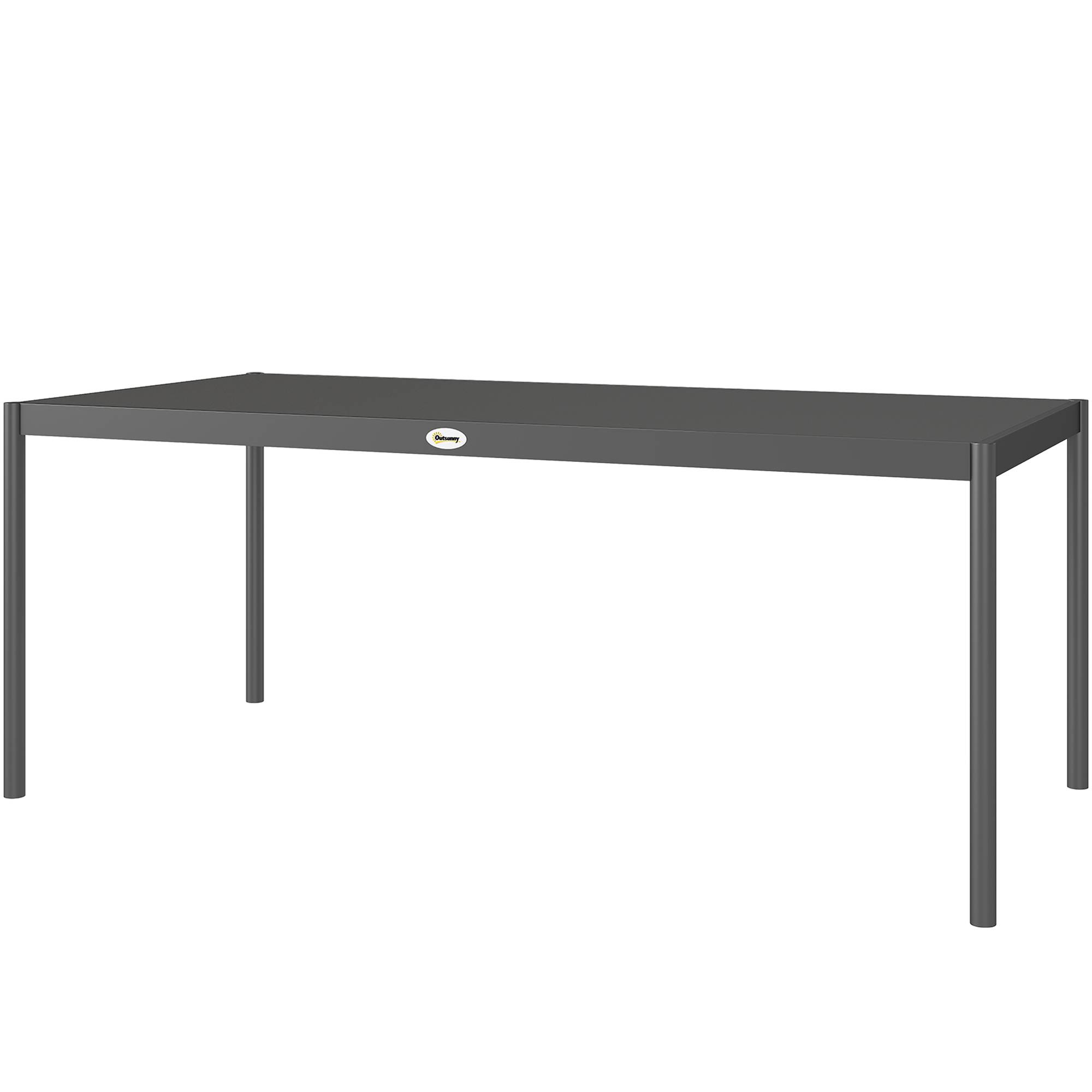 Outsunny - Table de jardin 8 personnes rectangulaire plateau effet lattes acier époxy anthracite - Image 1