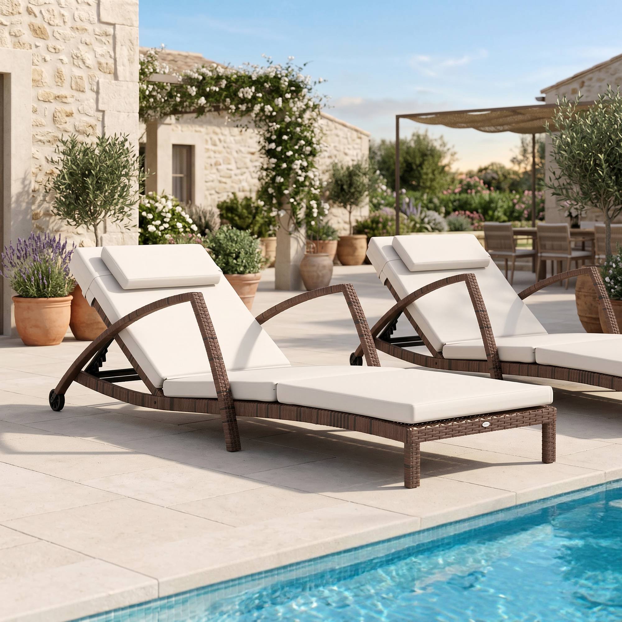 PANGIVO - Bain de soleil résine tressée marron et beige 185 x 72 x 78 cm - PANGIVO - Image 3