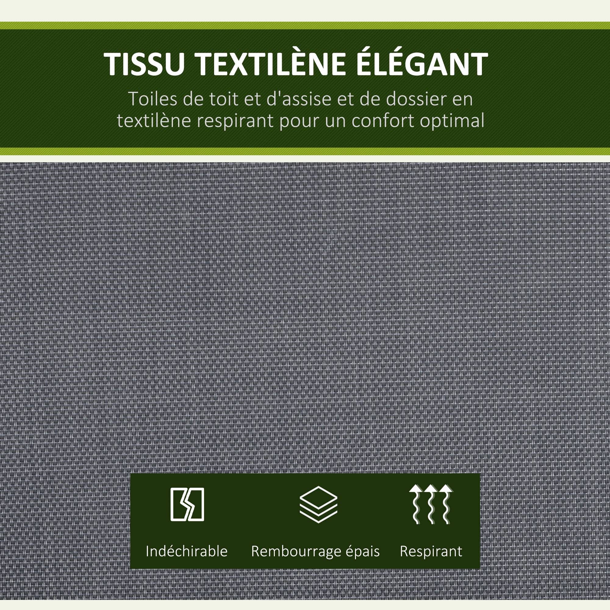Outsunny - Balancelle de jardin 3 places grand confort toit inclinaison réglable épais coussins amovibles polyester acier époxy gris - Outsunny - Image 5