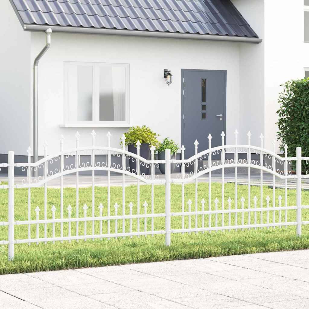 Maison Chic - Clôture de jardin - Panneau de clôture - Palissade Blanc 115 cm Acier peint par poudre g462 - Image 2