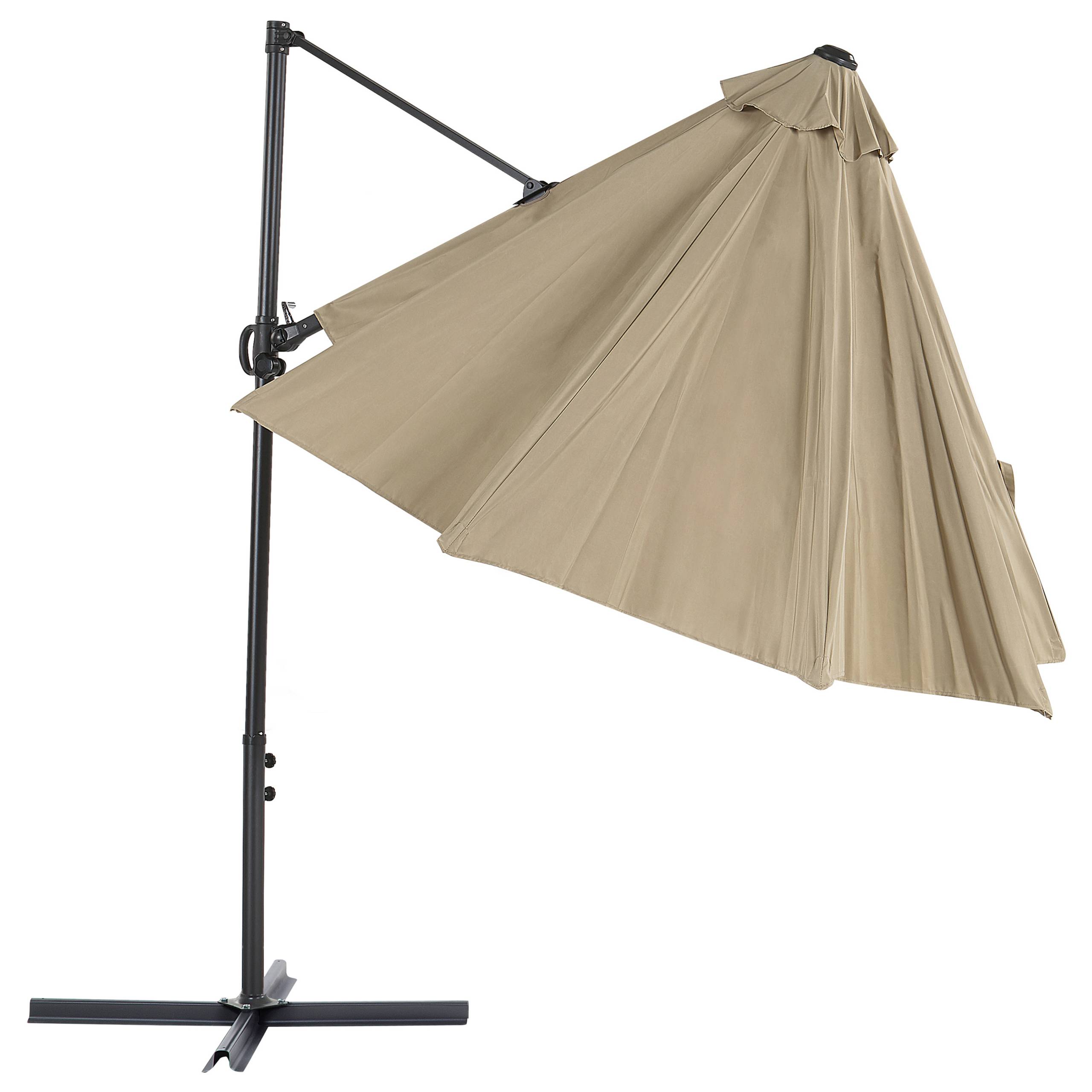 Beliani - Parasol de Jardin Taupe en Aluminium et Tissu Polyester ⌀ 2,95 m Octogonal à Manivelle et en Porte-à-Faux Rotation 360° Résistant aux UV - Image 5