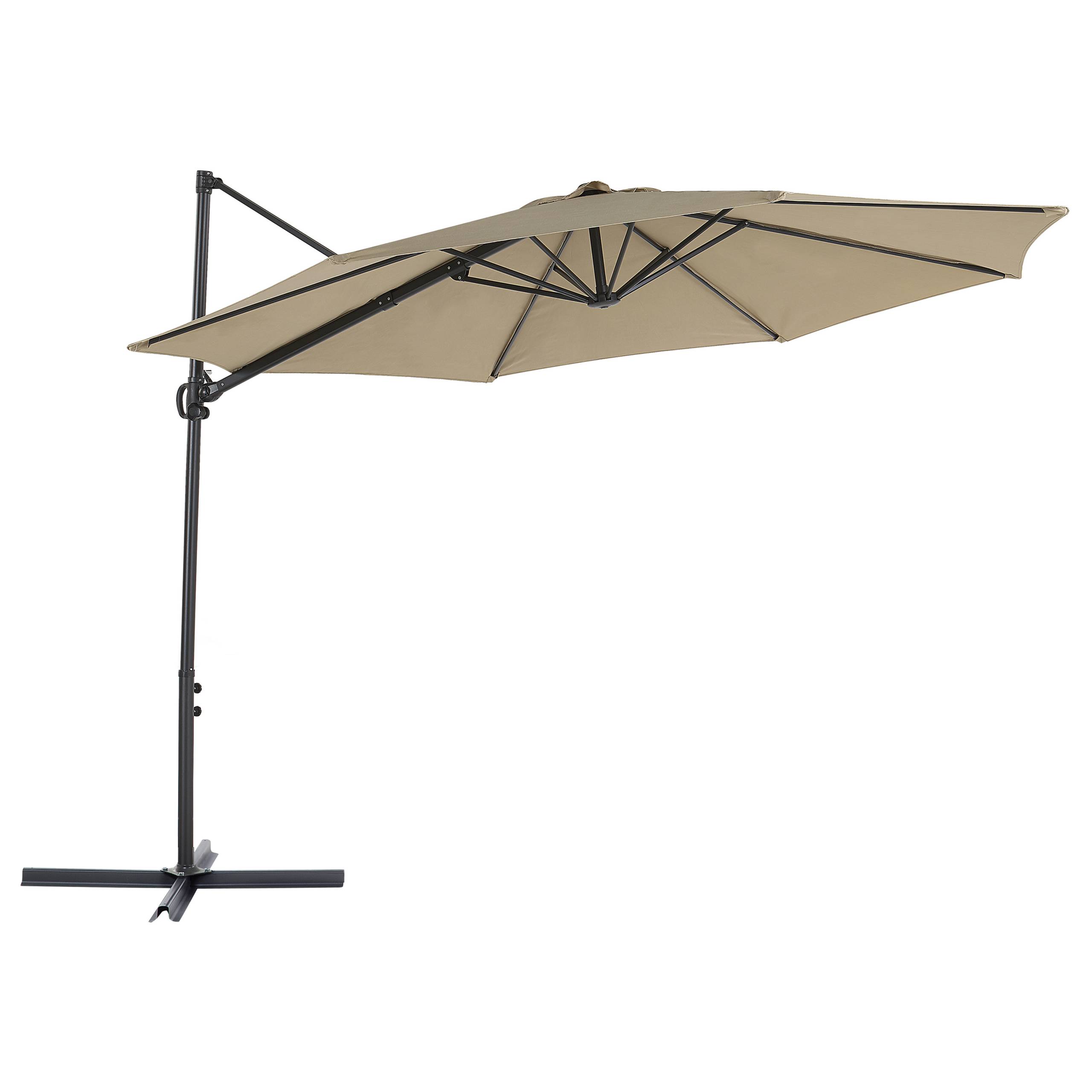 Beliani - Parasol de Jardin Taupe en Aluminium et Tissu Polyester ⌀ 2,95 m Octogonal à Manivelle et en Porte-à-Faux Rotation 360° Résistant aux UV - Image 1