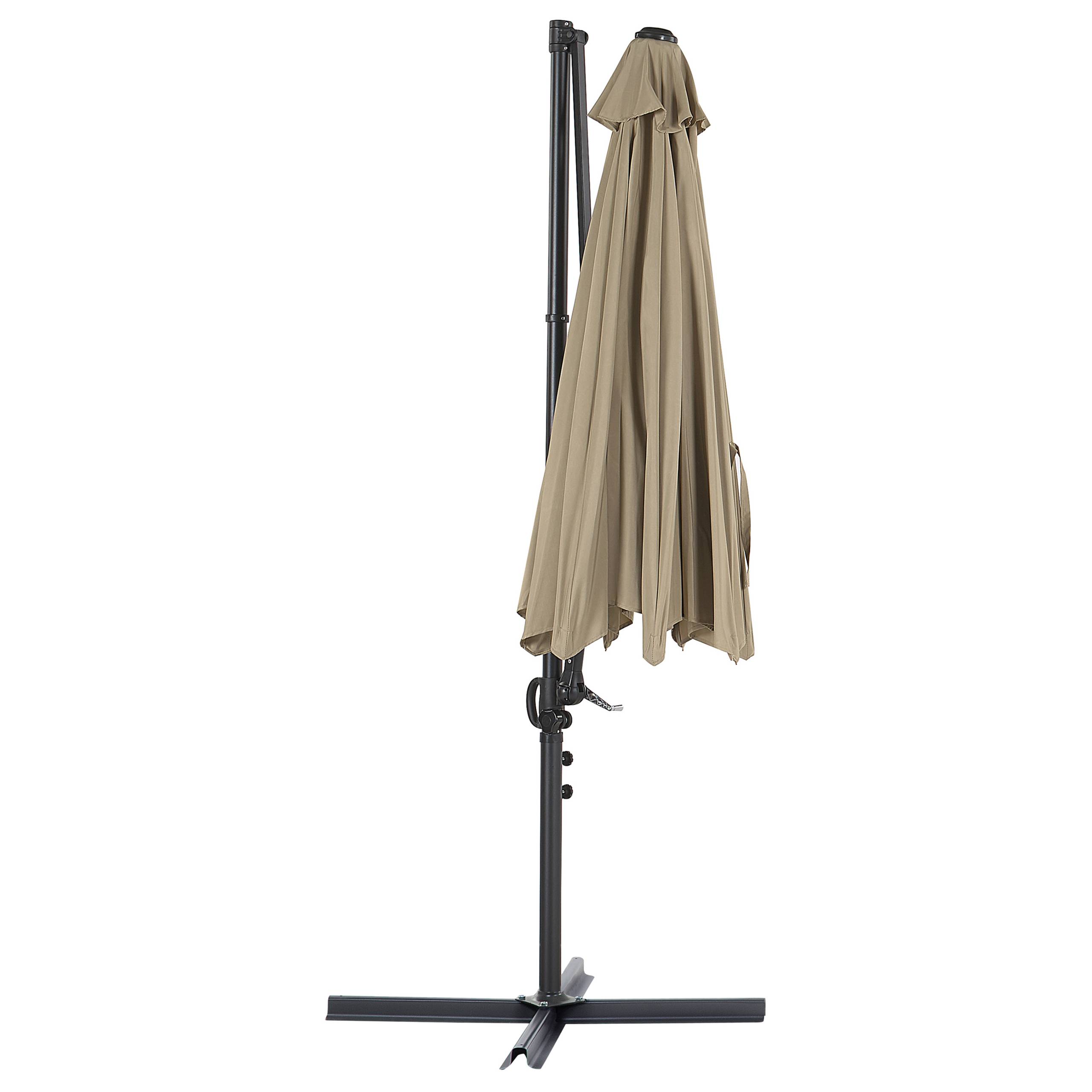 Beliani - Parasol de Jardin Taupe en Aluminium et Tissu Polyester ⌀ 2,95 m Octogonal à Manivelle et en Porte-à-Faux Rotation 360° Résistant aux UV - Image 6