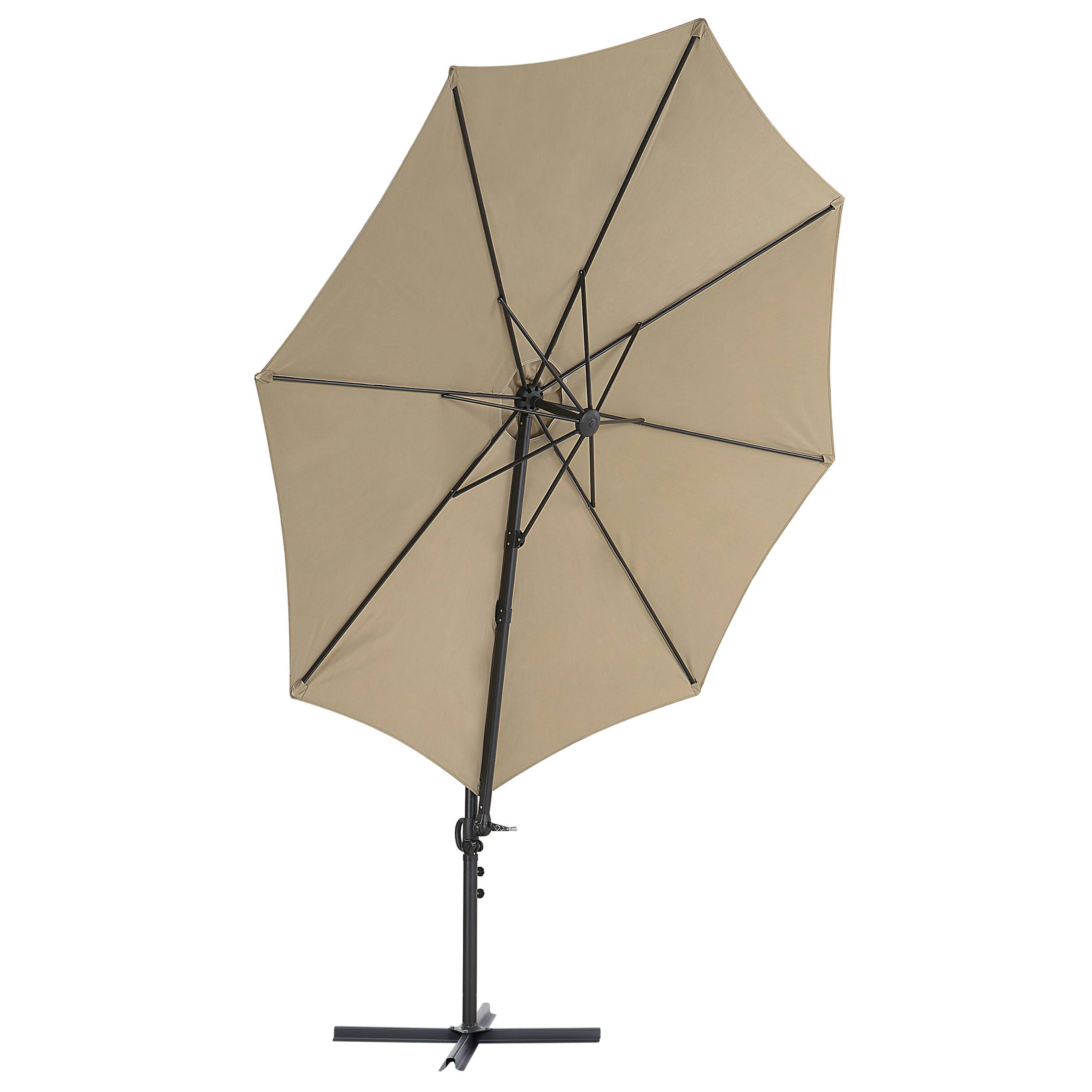 Beliani - Parasol de Jardin Taupe en Aluminium et Tissu Polyester ⌀ 2,95 m Octogonal à Manivelle et en Porte-à-Faux Rotation 360° Résistant aux UV - Image 4