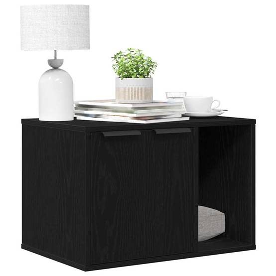 Meuble cache-litière pour chat en bois d'ingénierie Table d'appoint Chêne Noir – ComfortXL Pet Living - Image 4