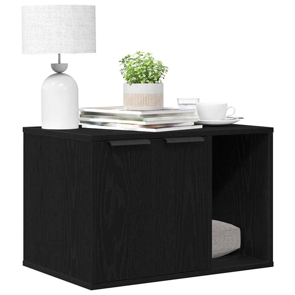 Meuble cache-litière pour chat en bois d'ingénierie Table d'appoint Chêne Noir – ComfortXL Pet Living - Image 4