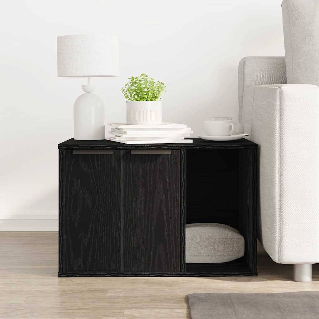 Meuble cache-litière pour chat en bois d'ingénierie Table d'appoint Chêne Noir – ComfortXL Pet Living - Image 3