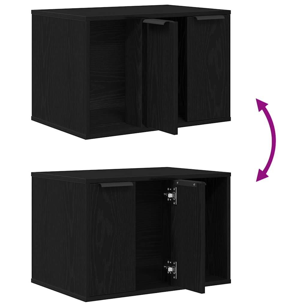 Meuble cache-litière pour chat en bois d'ingénierie Table d'appoint Chêne Noir – ComfortXL Pet Living - Image 9