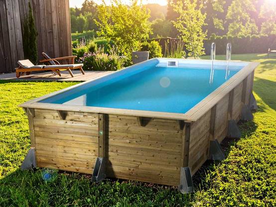 Ubbink - Kit piscine bois UbbinkAzura 5,05 x 3,50 x 1,26 m - Liner bleu + Kit margelles - Ubbink - Image 1