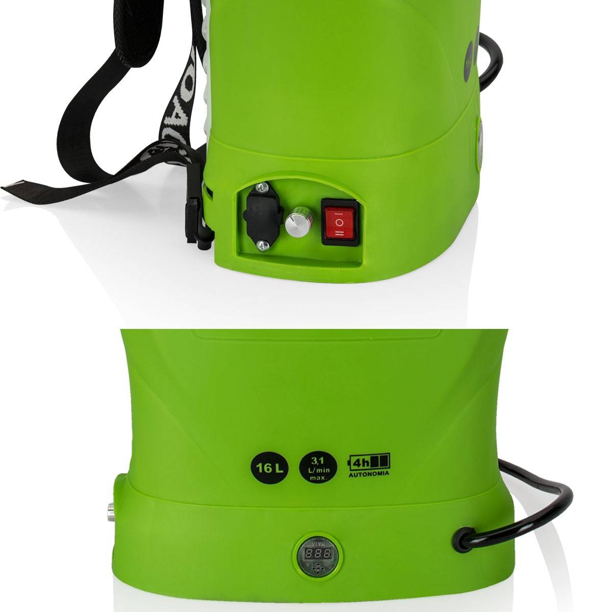 Pulvérisateur Electrique 16L à Batterie 12V 8AH 6 bars - Pulvérisateur Toiture avec Lance Télescopique, 3 buses et Chargeur VITO - Image 7