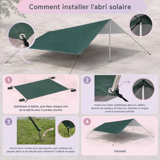 Bâche Anti-pluie Toile Tente Oeillets Camping Léger Portable Imperméable UV - Image 6
