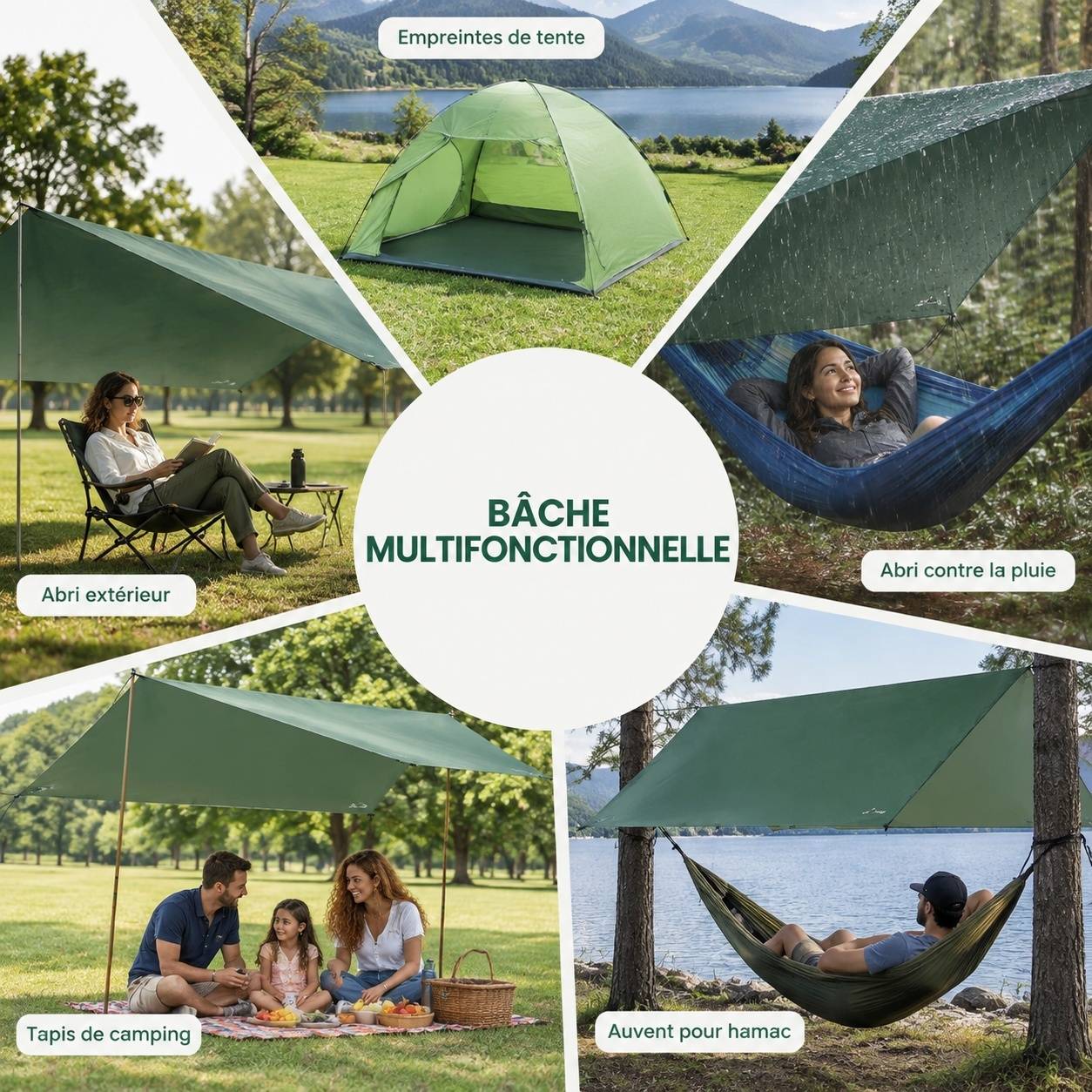 Bâche Anti-pluie Toile Tente Oeillets Camping Léger Portable Imperméable UV - Image 7