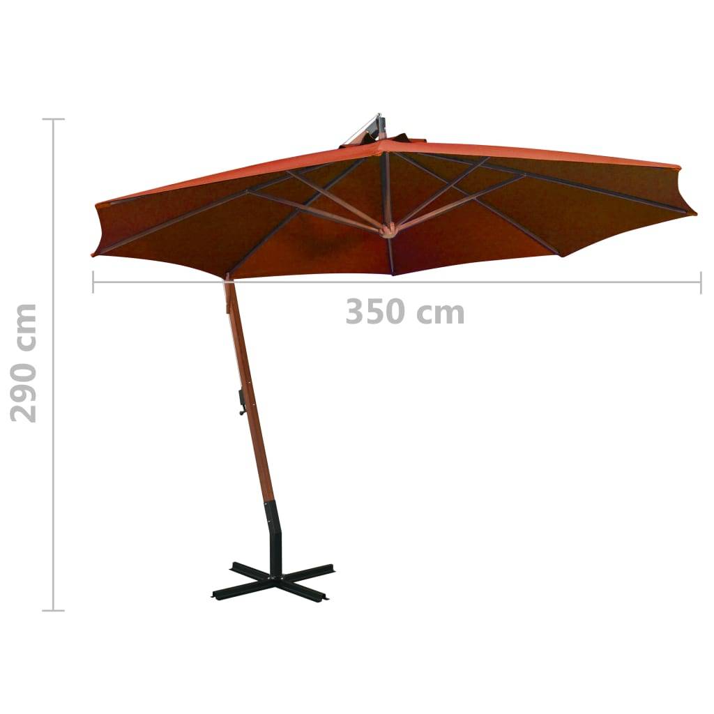 Helloshop26 - Parasol suspendu avec mât 3,5 x 2,9 m bois de sapin orange - Image 8
