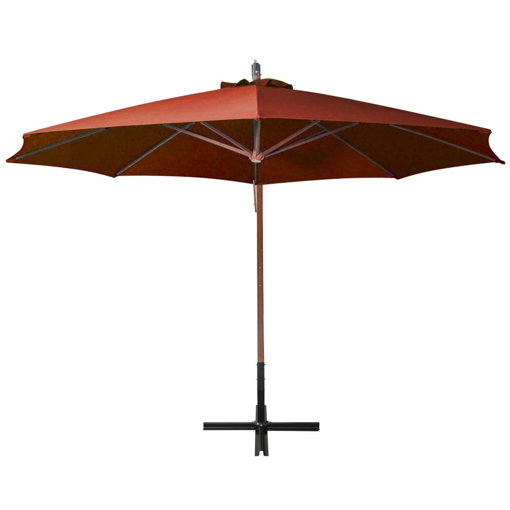 Helloshop26 - Parasol suspendu avec mât 3,5 x 2,9 m bois de sapin orange - Image 3