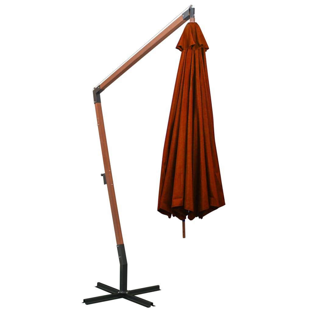 Helloshop26 - Parasol suspendu avec mât 3,5 x 2,9 m bois de sapin orange - Image 4