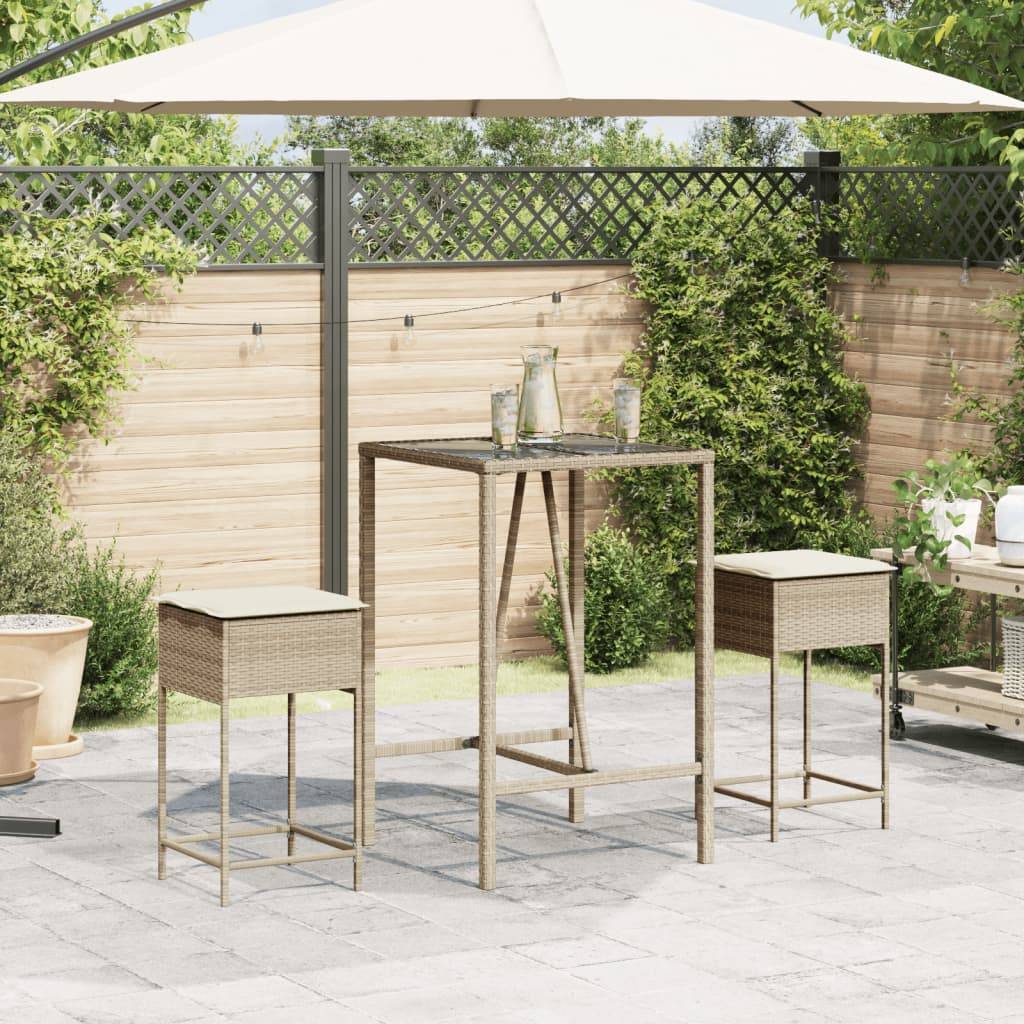 Prolenta Premium - Chaises de jardin rotin beige  40 x 40 x 76 cm  - Prolenta premium p371.4 - Image 3