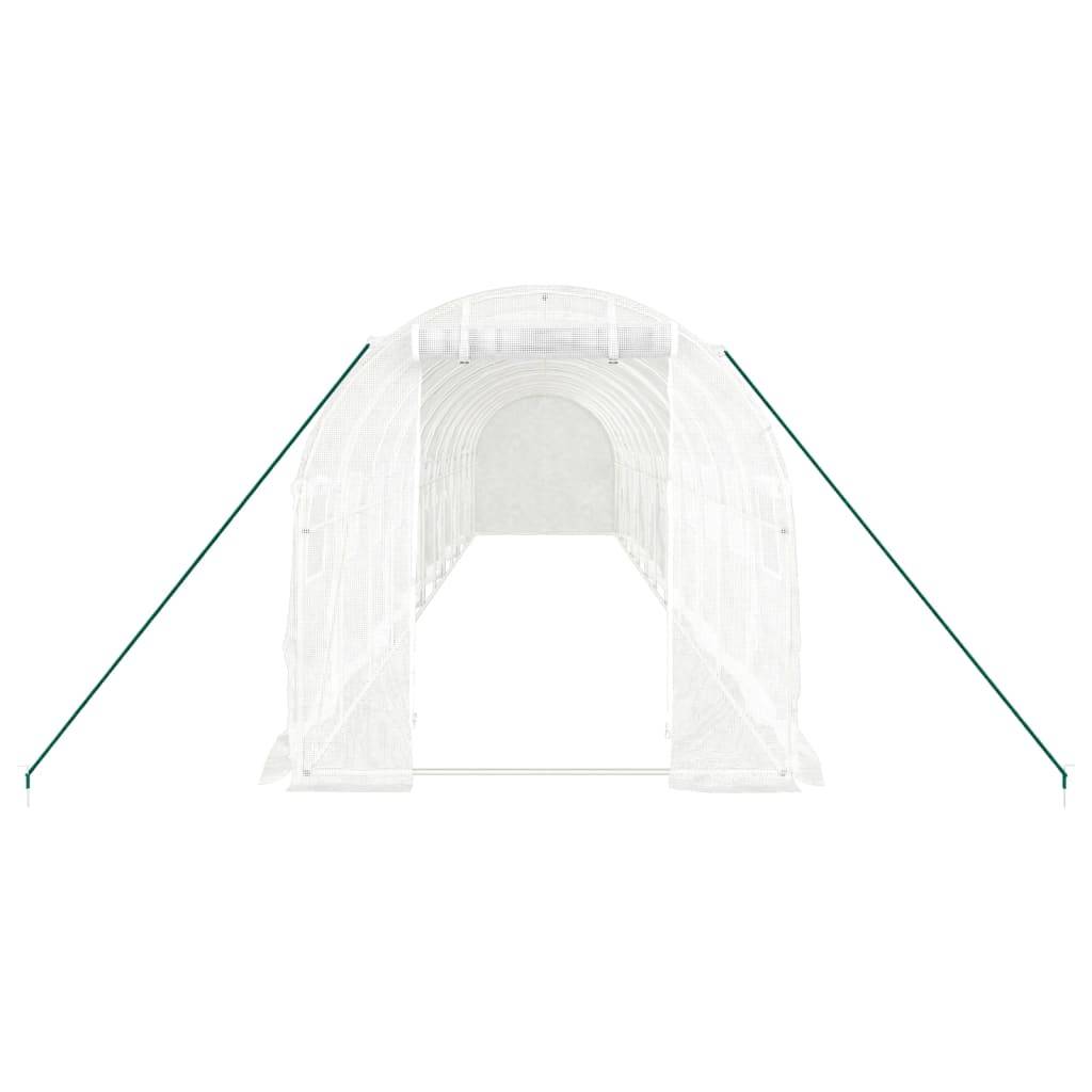 Serre Tunnel 24m² - Serre de jardin - Serre de culture avec cadre en acier blanc 12x2x2 m MI863 MAISON CHIC - Image 4