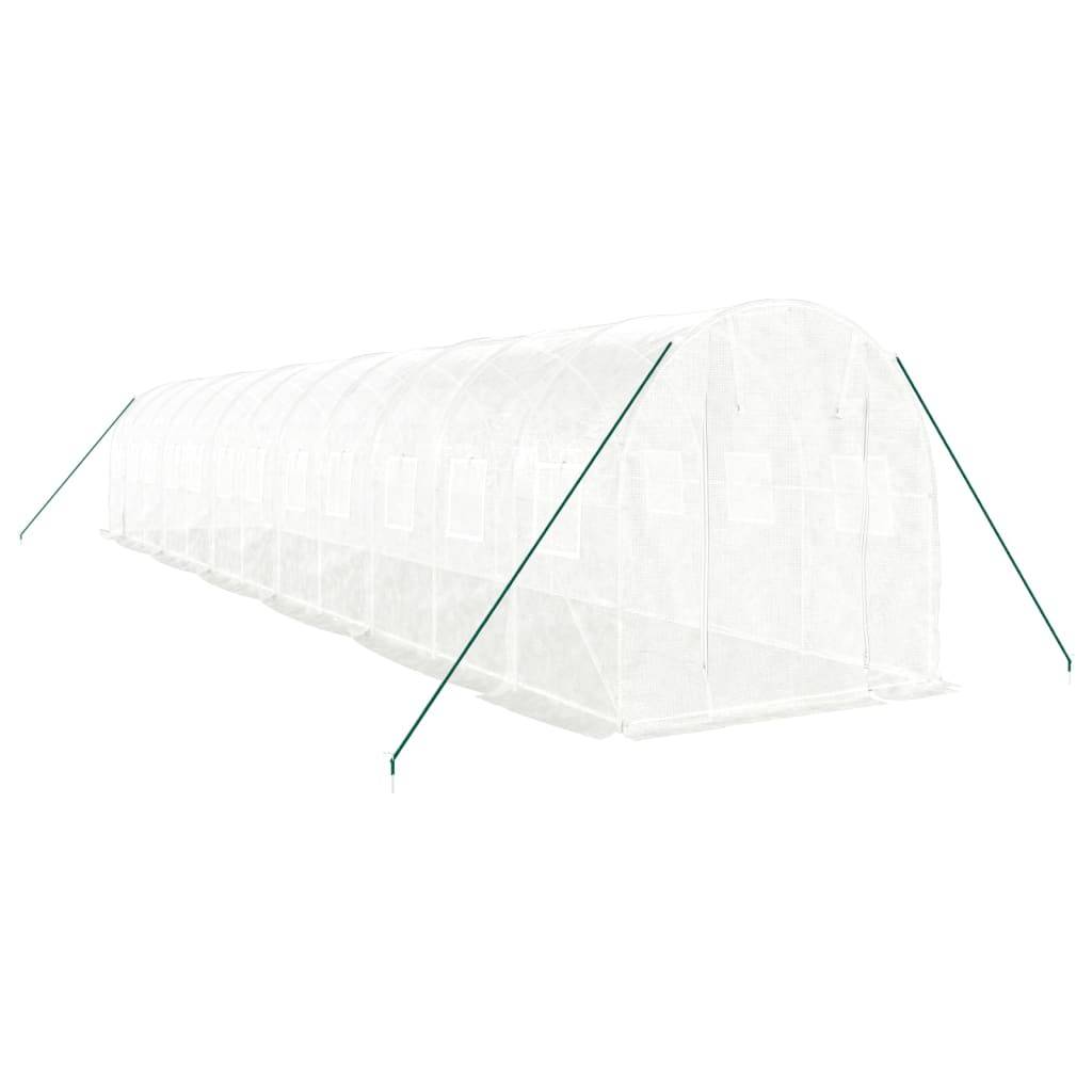 Serre Tunnel 24m² - Serre de jardin - Serre de culture avec cadre en acier blanc 12x2x2 m MI863 MAISON CHIC - Image 3