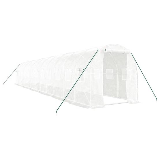 Serre Tunnel 24m² - Serre de jardin - Serre de culture avec cadre en acier blanc 12x2x2 m MI863 MAISON CHIC - Image 1