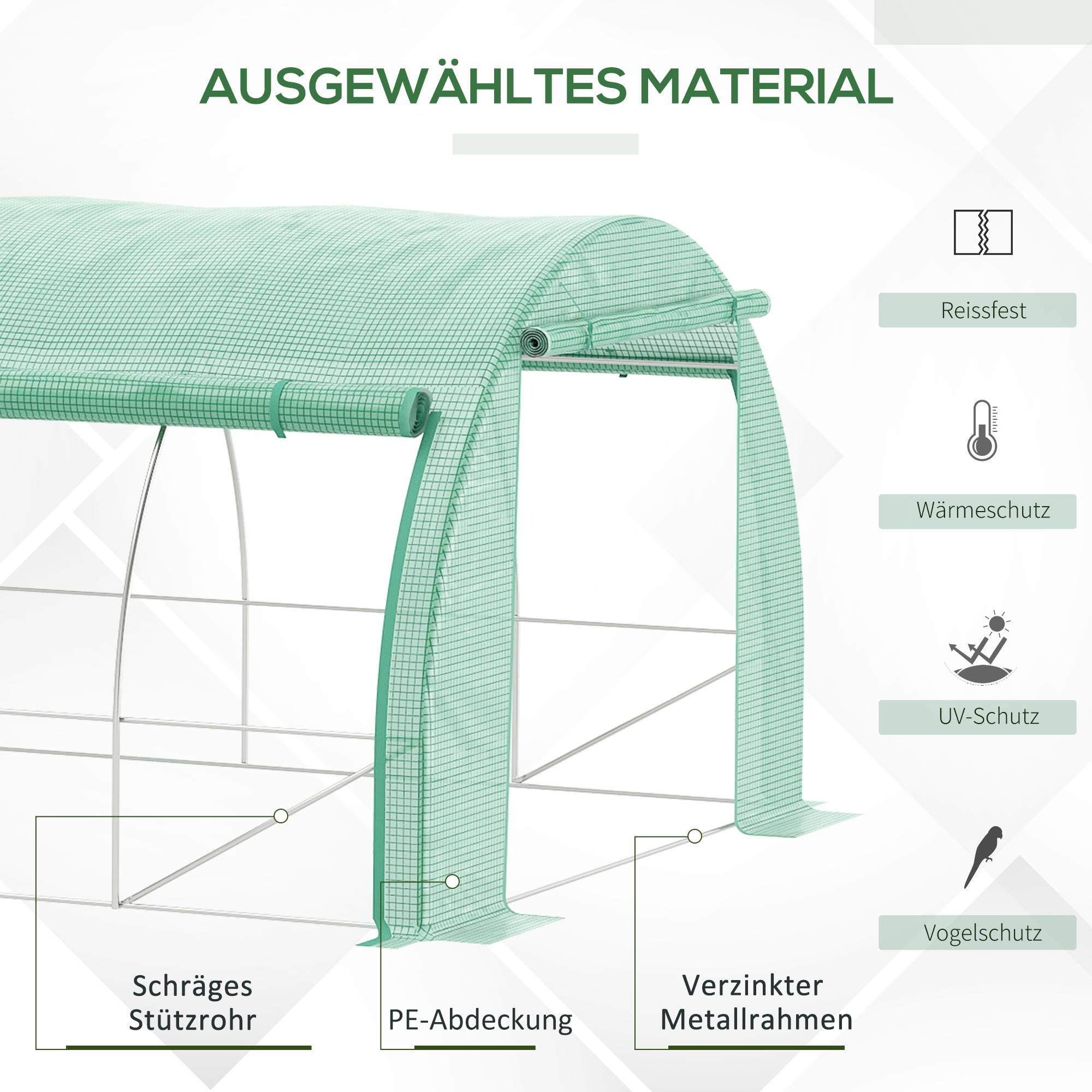Sans Marque - Serre aluminium plain-pied fenêtres filet structure métallique 4x3x2 m verte serre potager jardin extérieur - Image 6