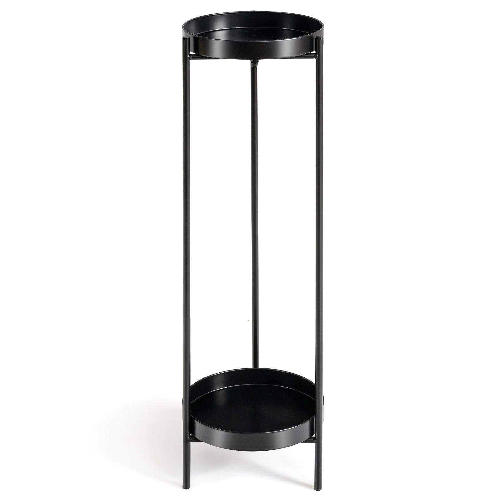 Helloshop26 - Etagère à fleurs colonne à plantes en acier porte pots pour intérieur et extérieur charge max 15 kg 25 x 80 cm noir - Image 1