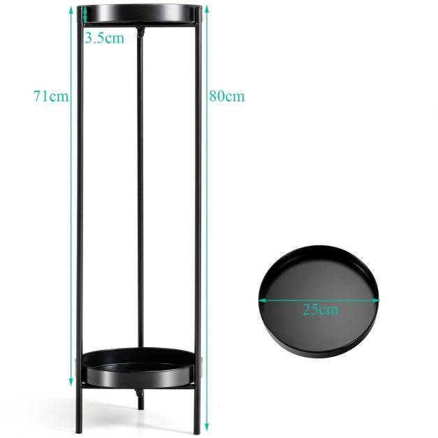 Helloshop26 - Etagère à fleurs colonne à plantes en acier porte pots pour intérieur et extérieur charge max 15 kg 25 x 80 cm noir - Image 6