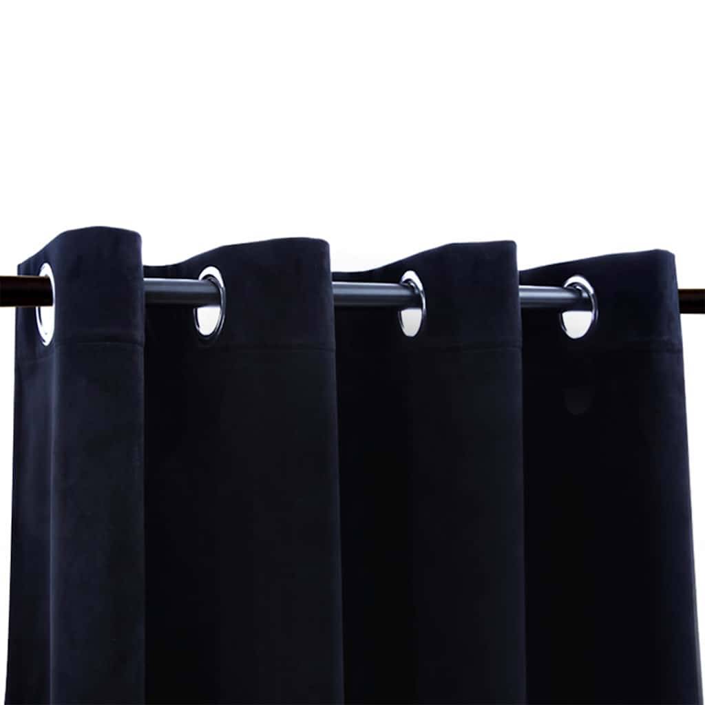 Rideaux occultants - Panneaux de rideau avec anneaux 2 pcs Velours Noir 140x245 cm - Image 3
