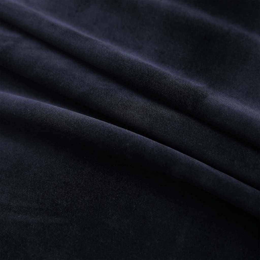 Rideaux occultants - Panneaux de rideau avec anneaux 2 pcs Velours Noir 140x245 cm - Image 4