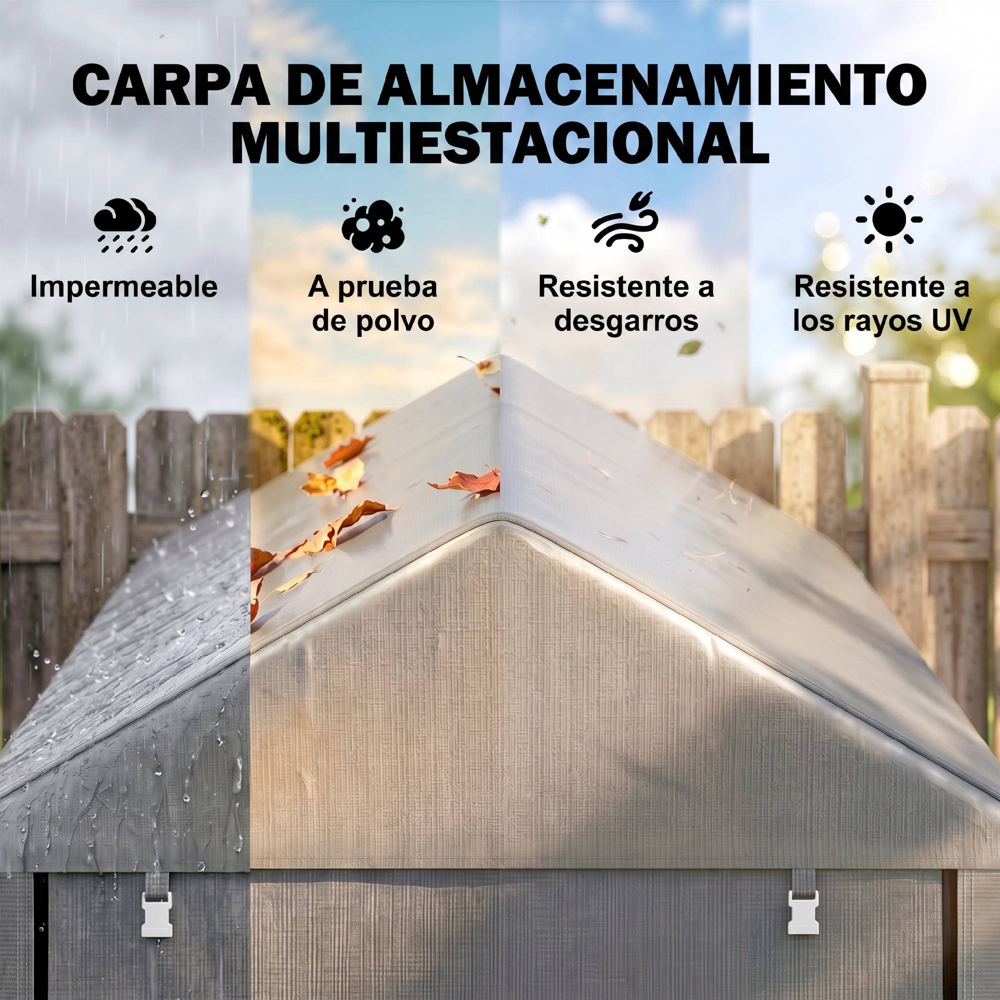 Abri de jardin pour vélos 1,2 x 1,8 x 1,65 m, 2 compartiments, porte zippée, imperméable, résistant aux UV, gris clair - Image 6