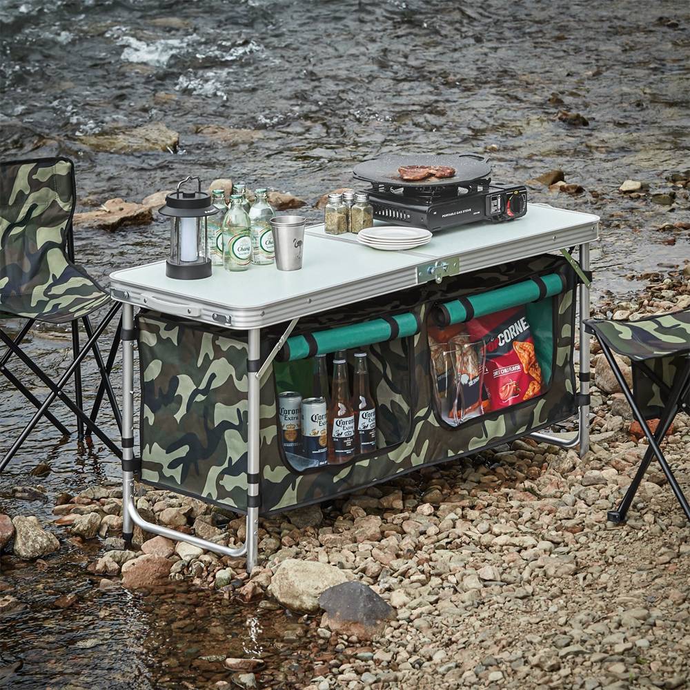 Sobuy - Table de Camping avec Sac de Rangement Pliable et Amovible Placards de Camping Table de Jardin 3 hauteurs L 120 x I 47 x H (54/62/70) cm SoBuy - Image 2