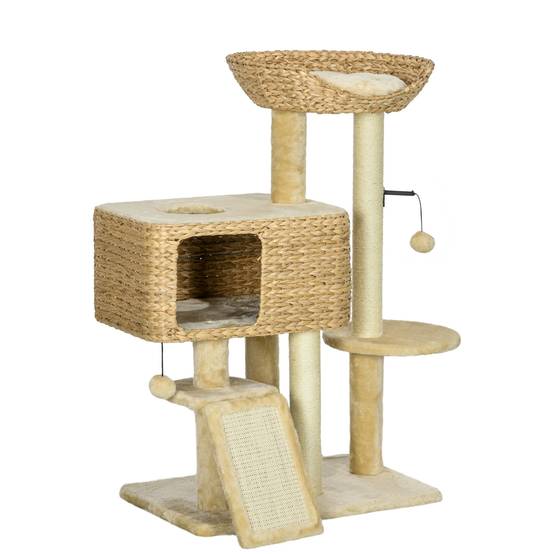 Arbre à chat en sisal, beige, 98 x 60 x 40 cm - PANGIVO - Image 1