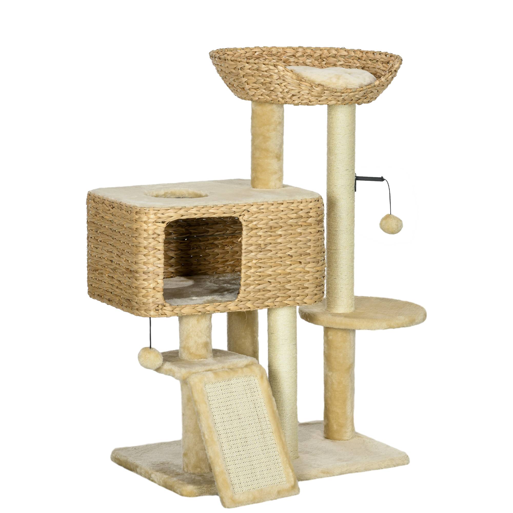 Arbre à chat en sisal, beige, 98 x 60 x 40 cm - PANGIVO - Image 1