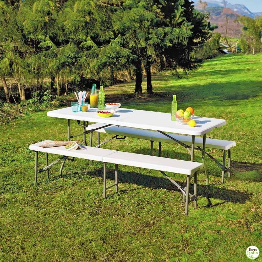 Banc de jardin pliable en acier et plastique - 4 places - Compact - Blanc - 183x30x44 cm - TERRE JARDIN - Image 5