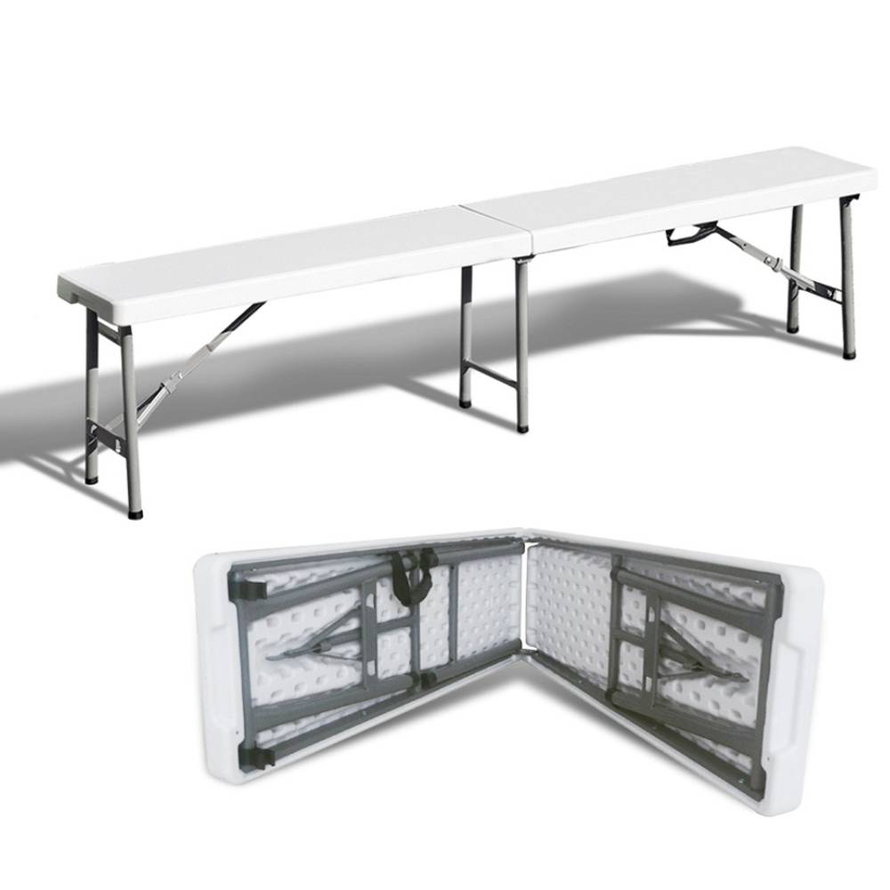 Terre Jardin - Banc de jardin pliable en acier et plastique - 4 places - Compact - Blanc - 183x30x44 cm - TERRE JARDIN - Image 1
