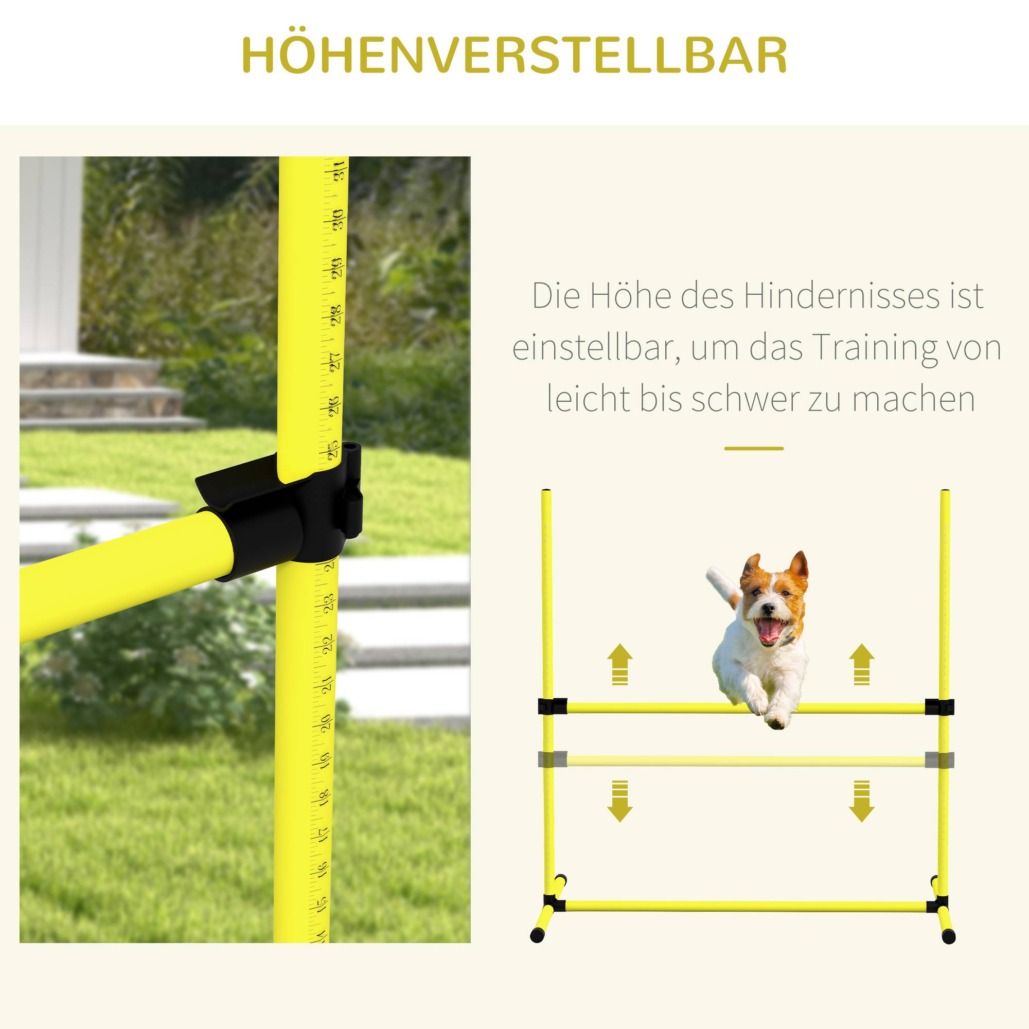 ComfortXL - Kit agilité chien jaune haies slalom barres au sol réglable transportable - ComfortXL Outdoor Living - Image 6