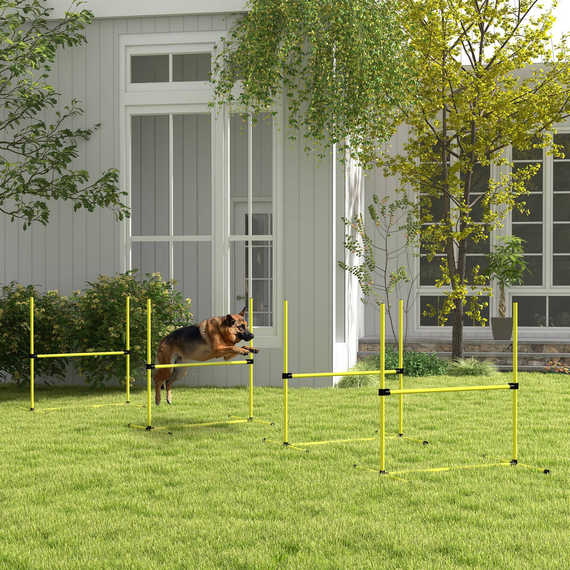 ComfortXL - Kit agilité chien jaune haies slalom barres au sol réglable transportable - ComfortXL Outdoor Living - Image 4