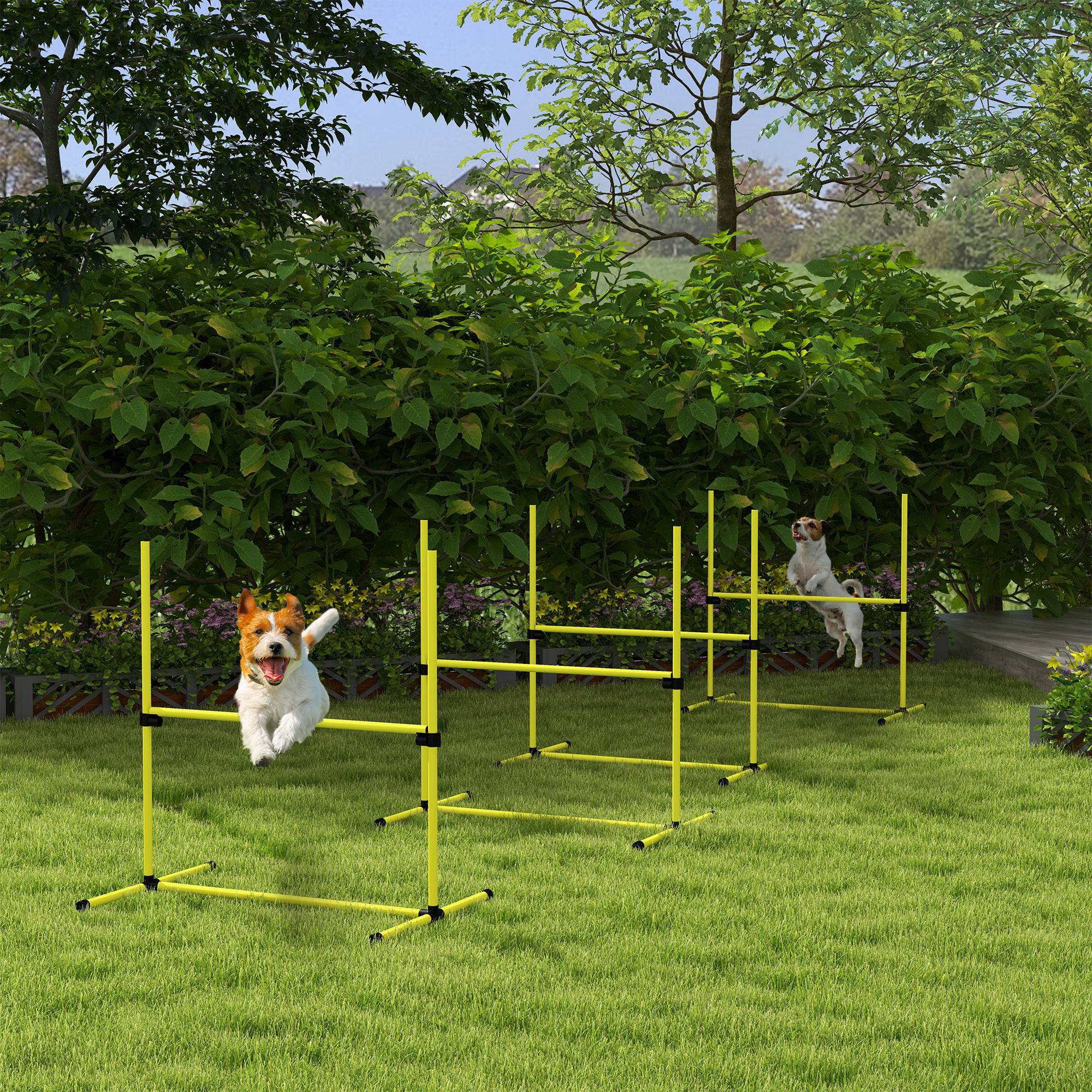 ComfortXL - Kit agilité chien jaune haies slalom barres au sol réglable transportable - ComfortXL Outdoor Living - Image 3