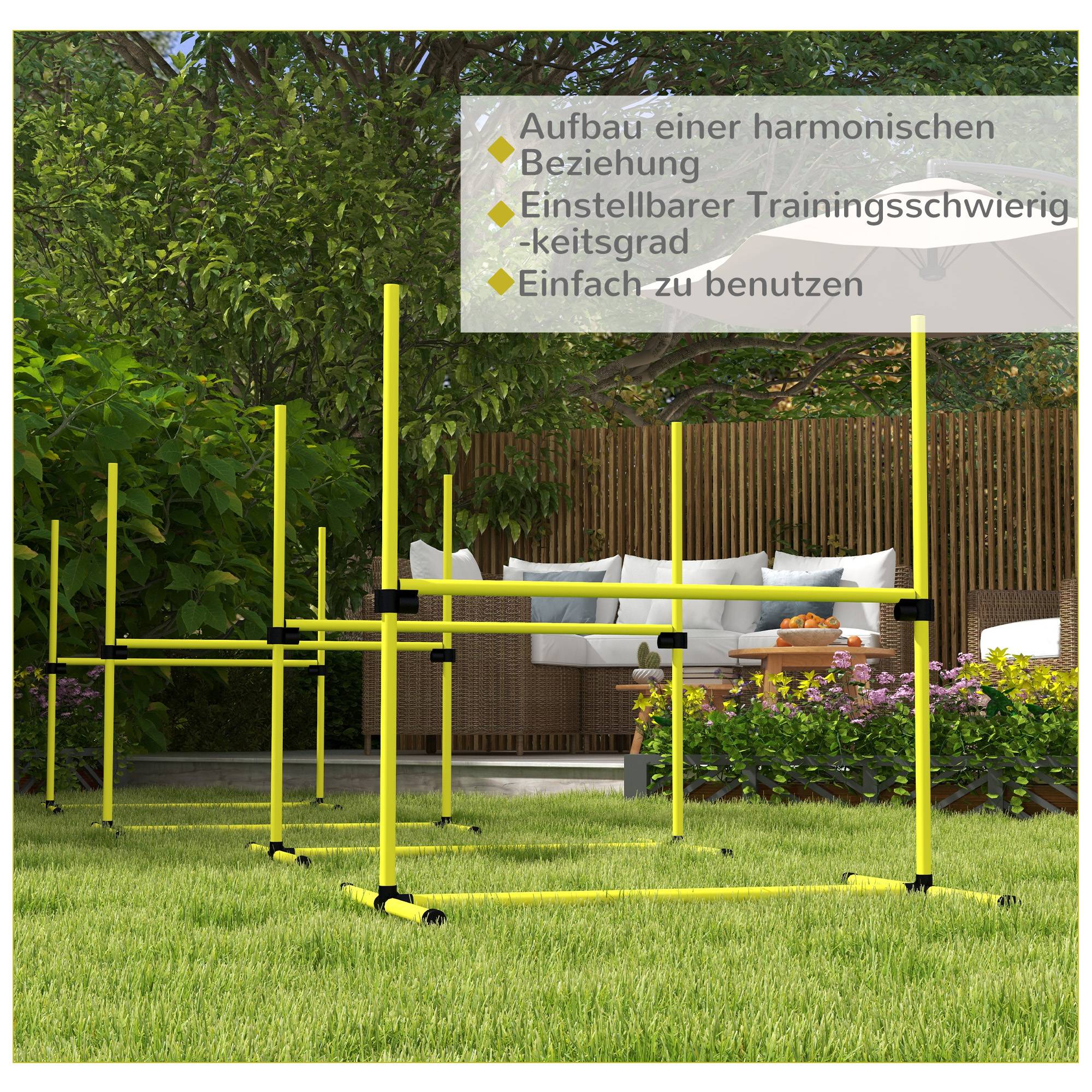 ComfortXL - Kit agilité chien jaune haies slalom barres au sol réglable transportable - ComfortXL Outdoor Living - Image 9