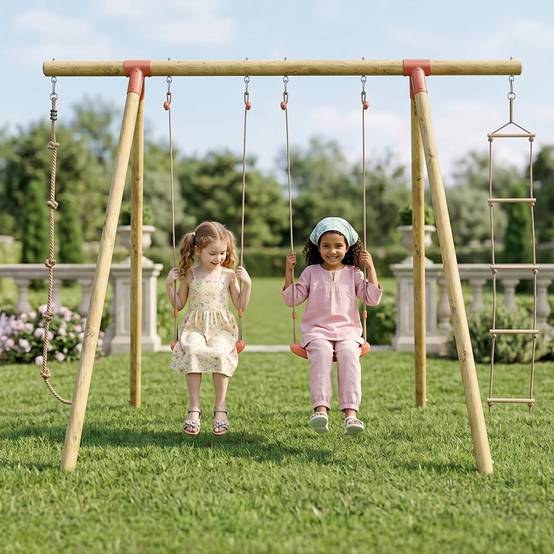 Portique bois 2,30 m Topwood TILA 4 enfants - Image 2