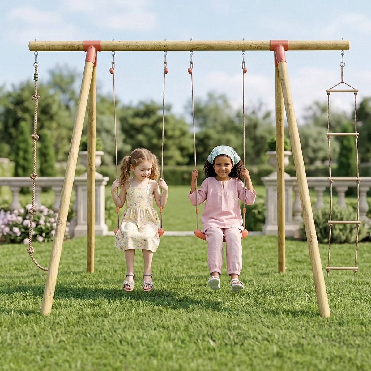 Portique bois 2,30 m Topwood TILA 4 enfants - Image 2