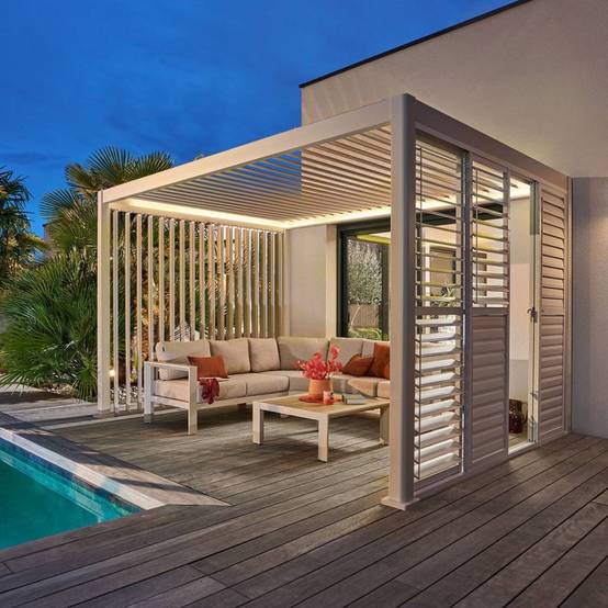 Hesperide - Pergola bioclimatique électrique 4x3 m Evora argile Hespéride - Image 1