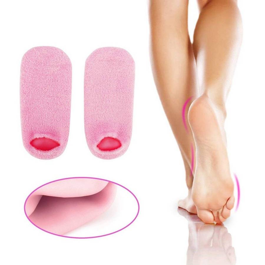 Chaussettes Hydratantes Réutilisables Roses - Gel enrichi aux Huiles - Pieds Secs et Craquelés - Douceur et Souplesse - Sun&Sia - Image 2