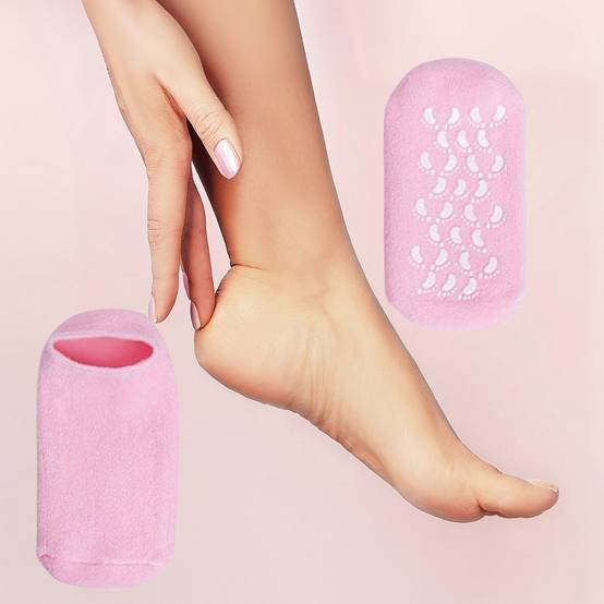 Chaussettes Hydratantes Réutilisables Roses - Gel enrichi aux Huiles - Pieds Secs et Craquelés - Douceur et Souplesse - Sun&Sia - Image 1