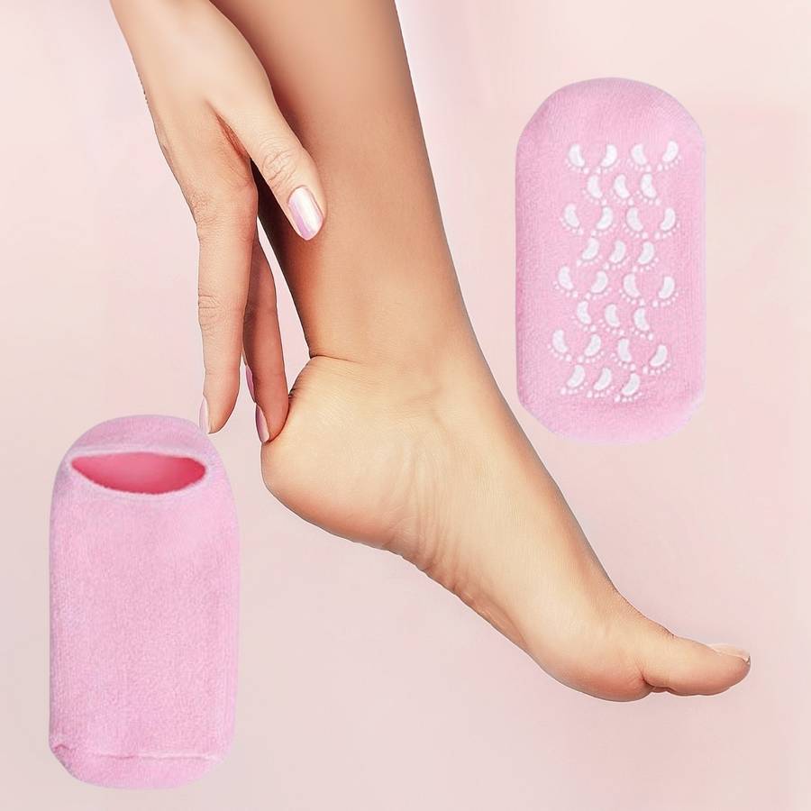 Chaussettes Hydratantes Réutilisables Roses - Gel enrichi aux Huiles - Pieds Secs et Craquelés - Douceur et Souplesse - Sun&Sia - Image 1