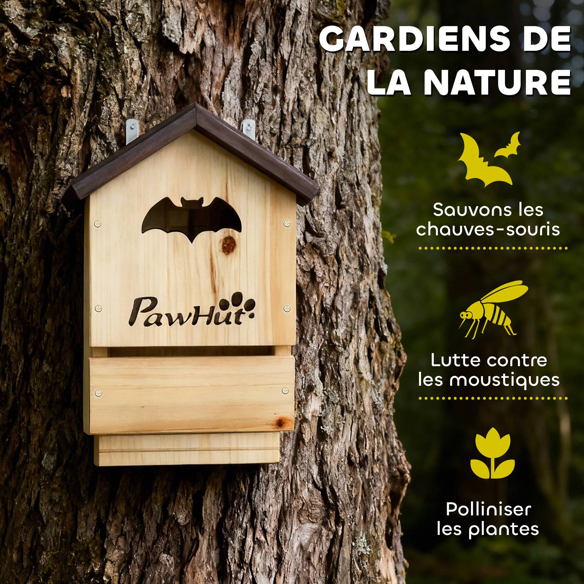 Lot de 3 Nichoirs Chauve Souris en Bois abri à chauves-souris 23 x 9,5 x 36,5 cm effet bois naturel - Image 7